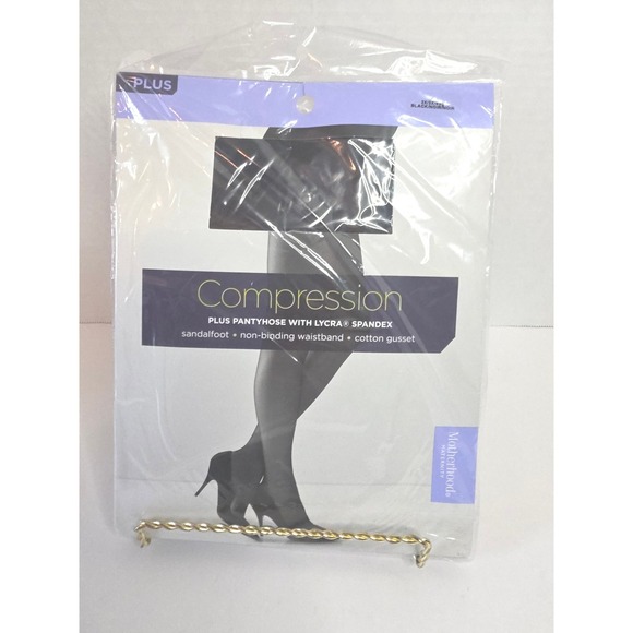 Motherhood Maternity Compression Plus Pantyhose 3X Black Lycra Spandex Sandalft - Picture 6 of 6
